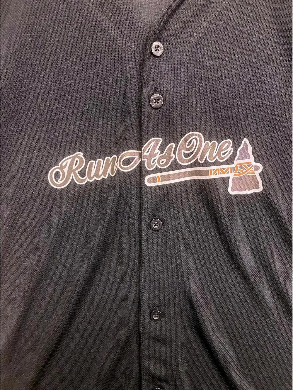 Athletic Knit 'Run As One' Black & White Baseball Jersey Number 18 on Back Sz L - Picture 3 of 6